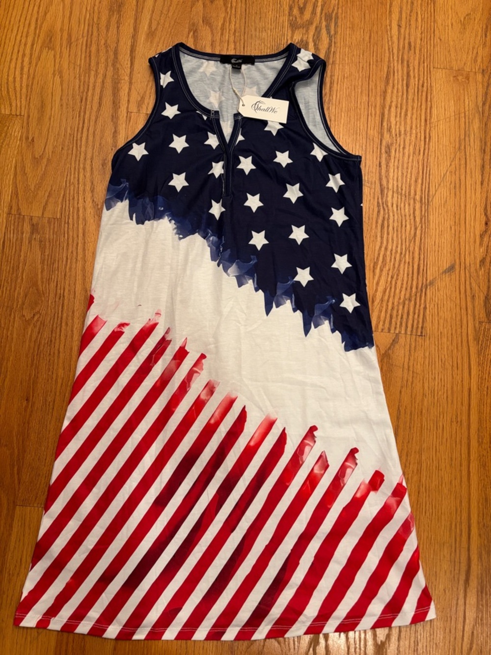Kids Sleeveless Patriotic Dress - Navy, White & Red